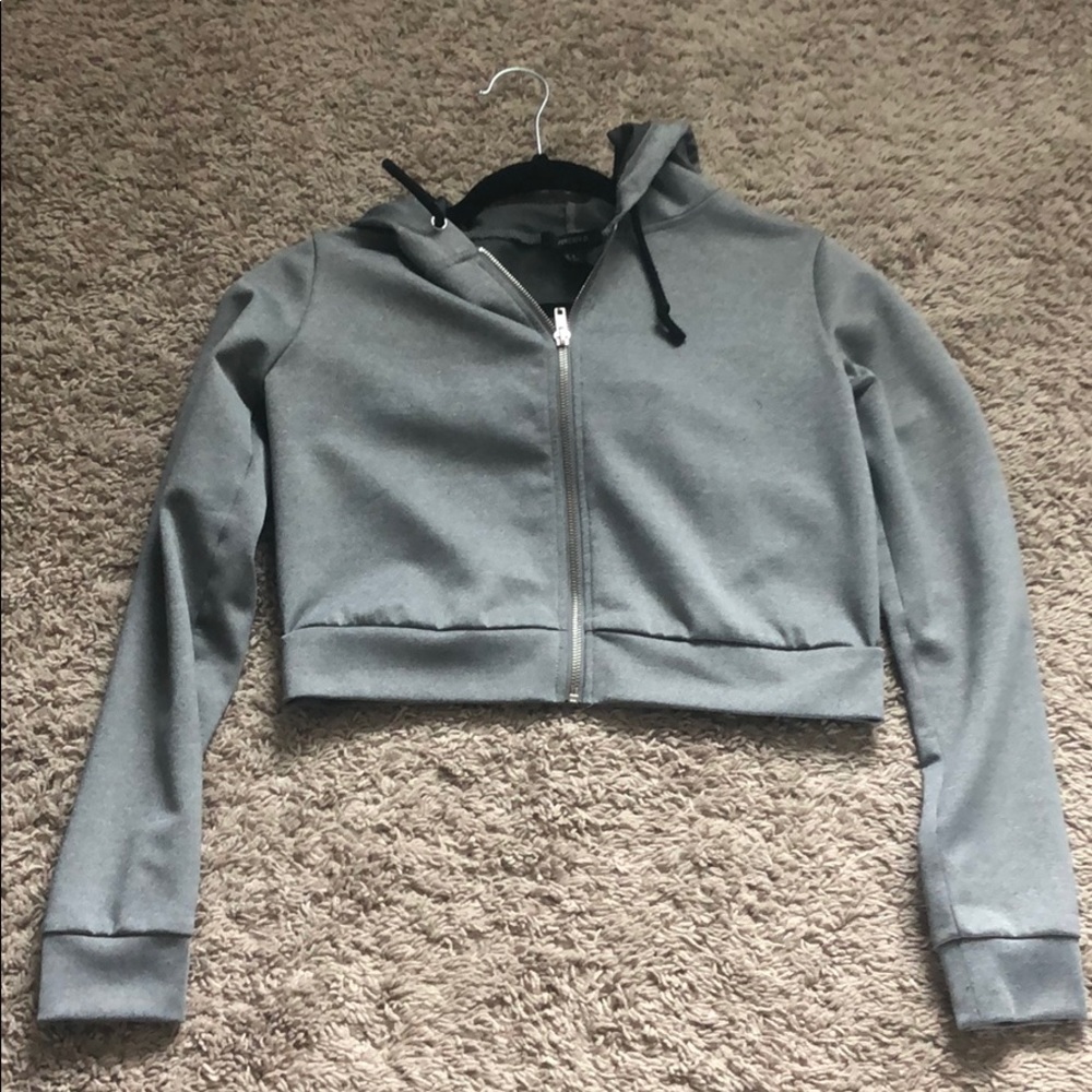 Grey crop zip up sweat shirt - MOVING SALE